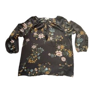 Loft Outlet Floral Tassel Tie Top